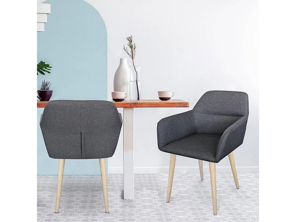 Fauteuil Scandinave Tissu "Mogal" 82cm Gris Foncé