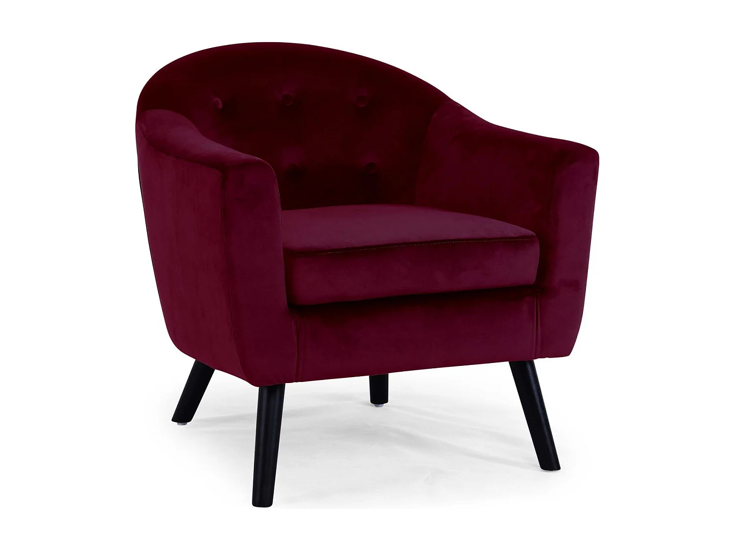 Fauteuil Scandinave Velours "Lopy" 79cm Bordeaux