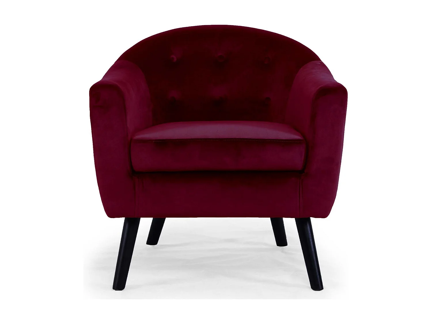 Fauteuil Scandinave Velours "Lopy" 79cm Bordeaux