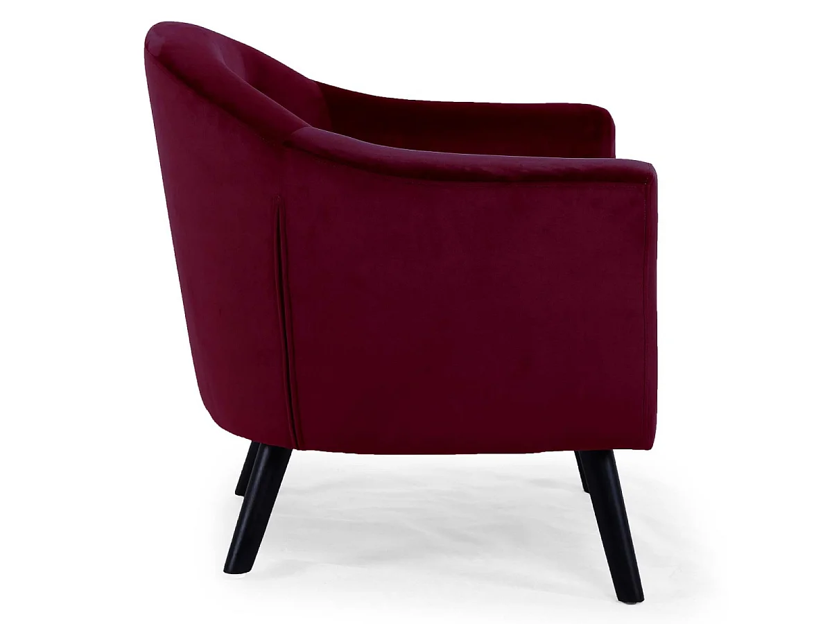 Fauteuil Scandinave Velours "Lopy" 79cm Bordeaux