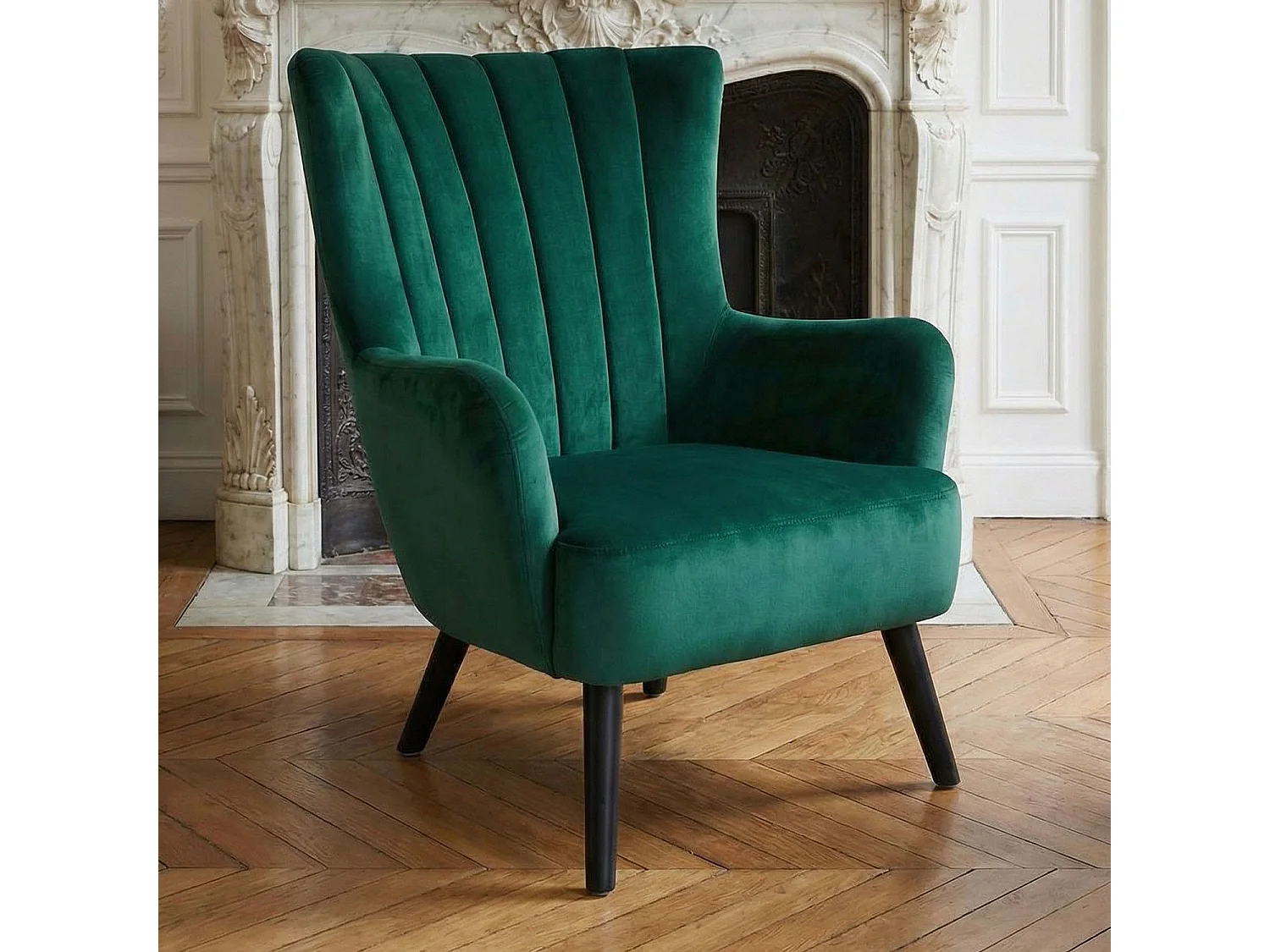 Fauteuil Scandinave Velours "Velvet" 94cm Vert