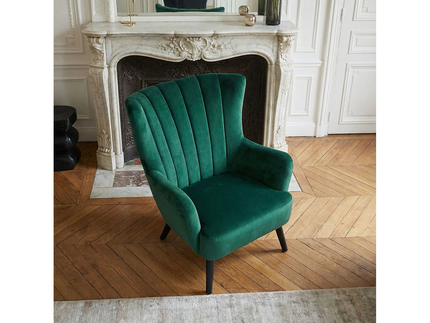 Fauteuil Scandinave Velours "Velvet" 94cm Vert