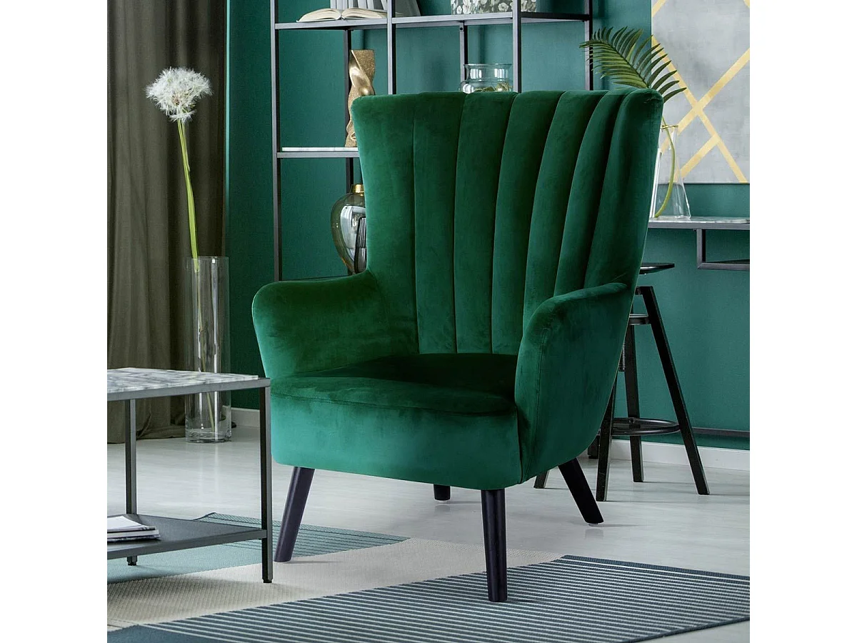 Fauteuil Scandinave Velours "Velvet" 94cm Vert