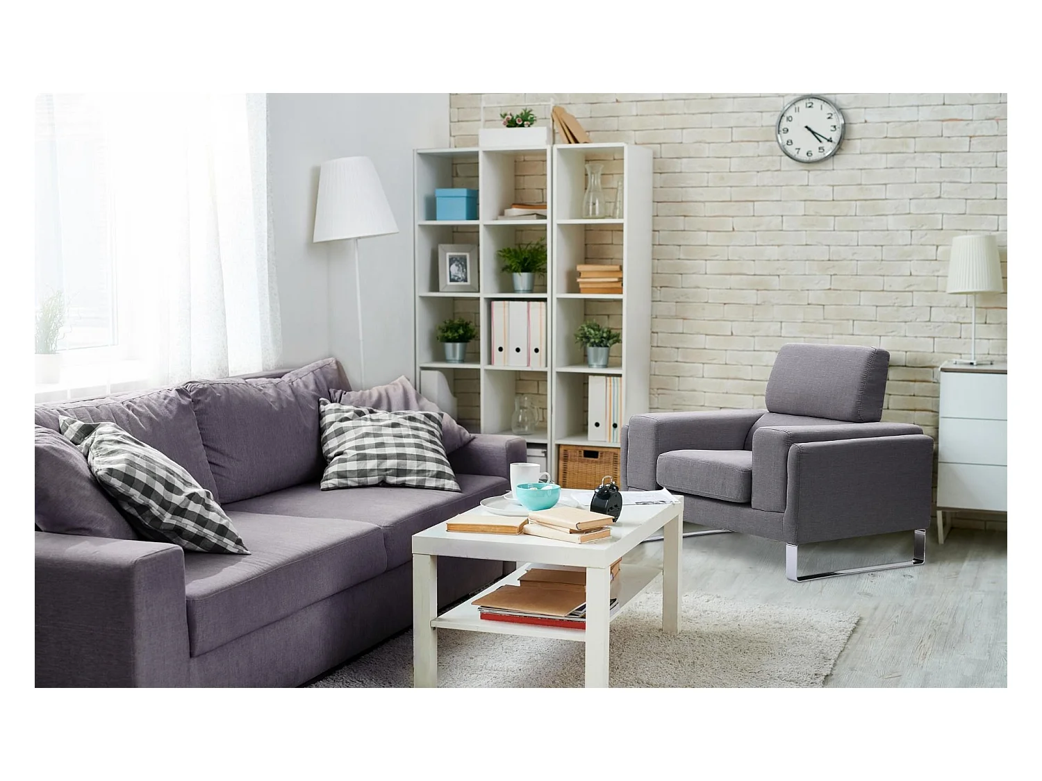 Fauteuil Barth Tissu Gris clair