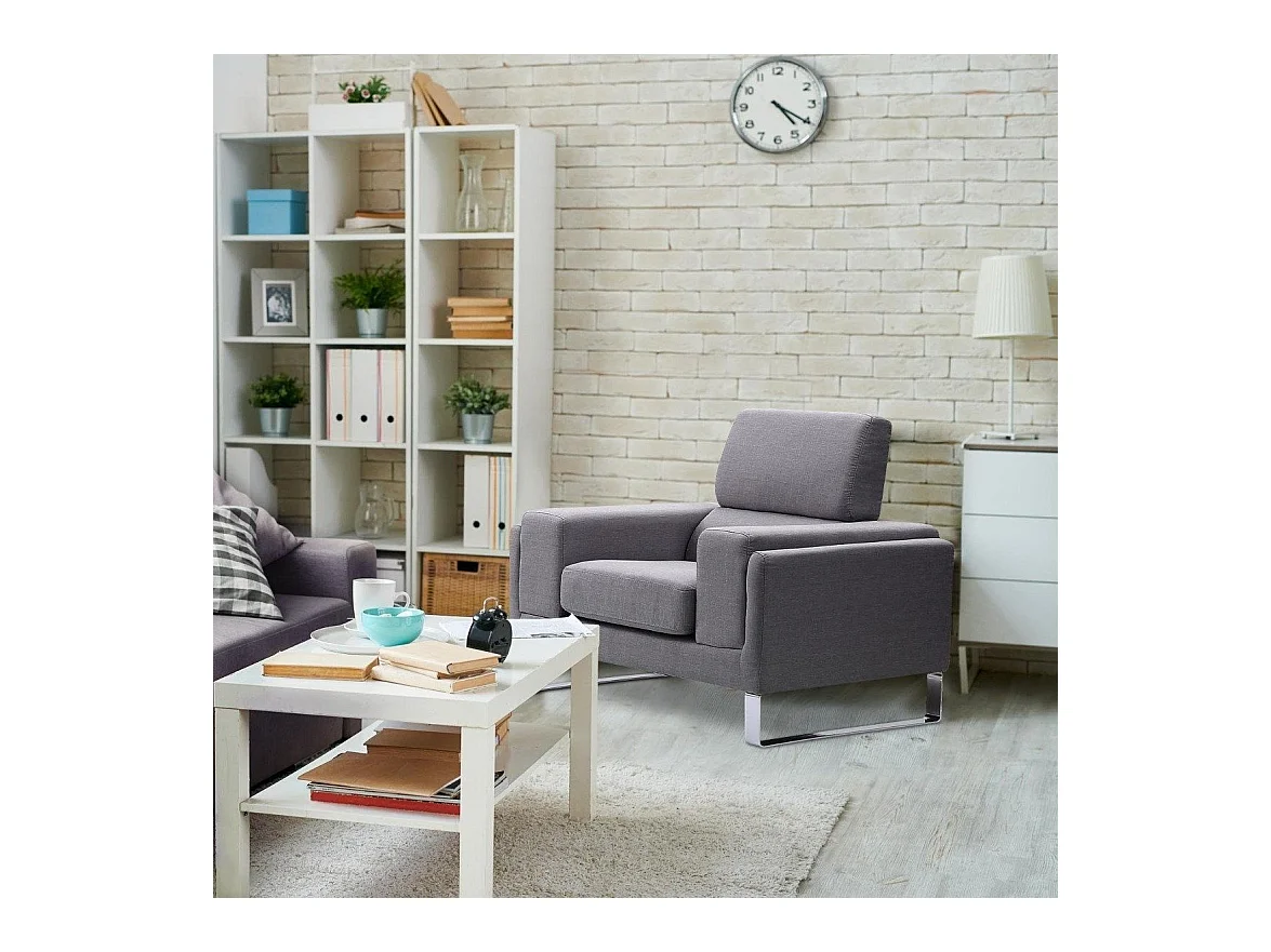 Fauteuil en Tissu "Ezekiel" 104cm Gris Clair