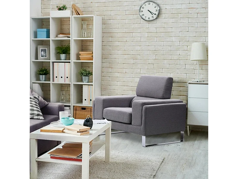 Fauteuil en Tissu "Ezekiel" 104cm Gris Clair