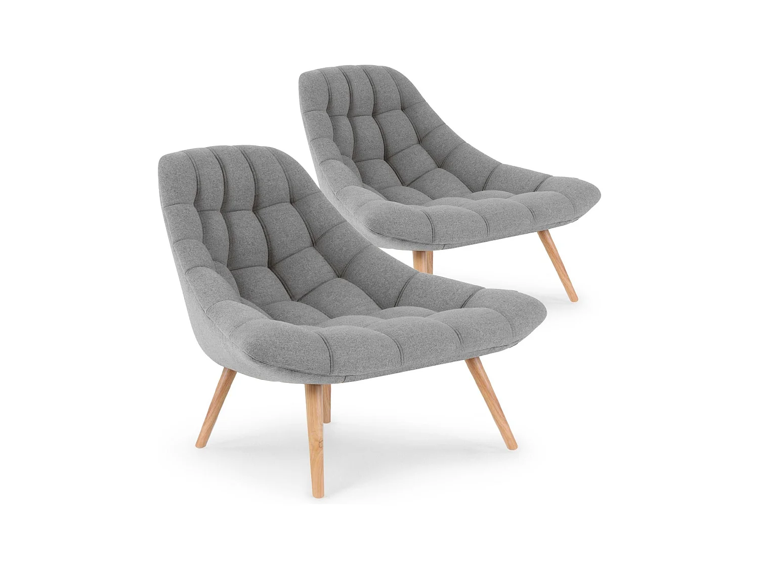 Lot de 2 fauteuils Danios Tissu Gris