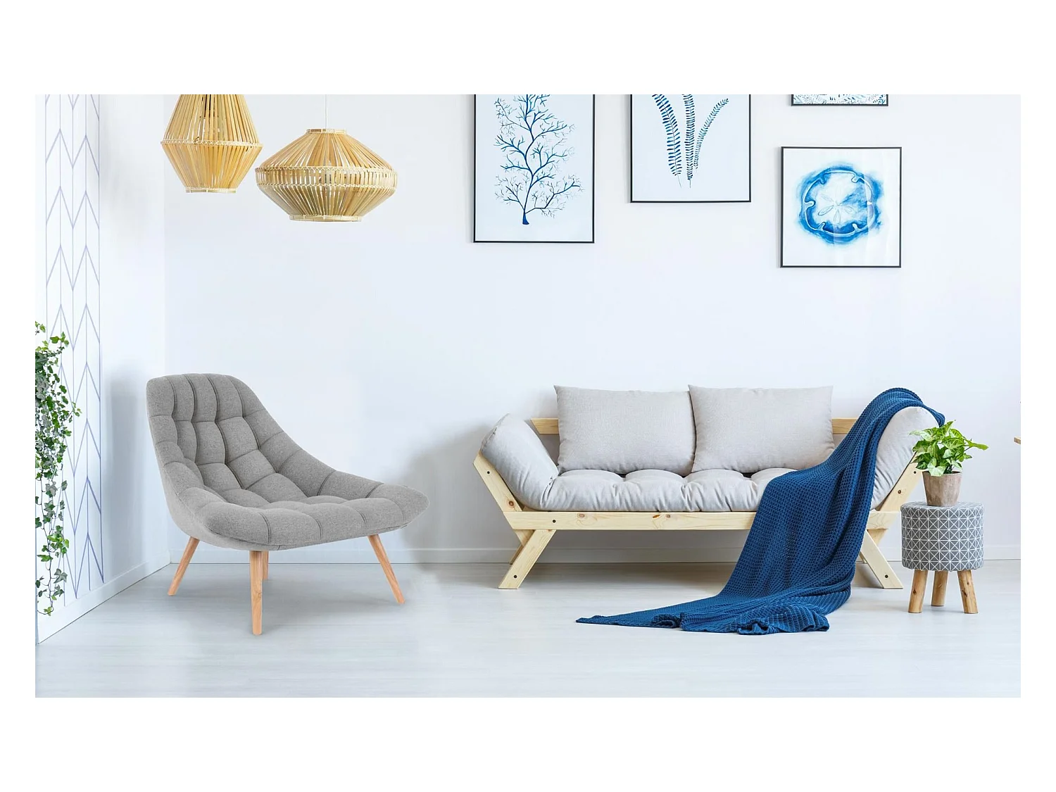 Lot de 2 fauteuils Danios Tissu Gris