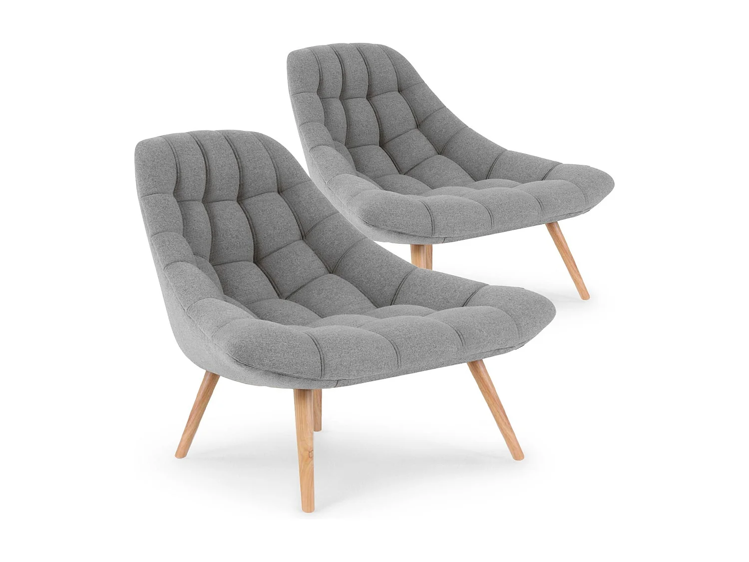 Lot de 2 Fauteuils Scandinaves "Johan" 102cm Gris