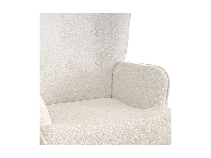 Pouf scandinavo per poltrone Lylou Tessuto in lana a maglia Crema