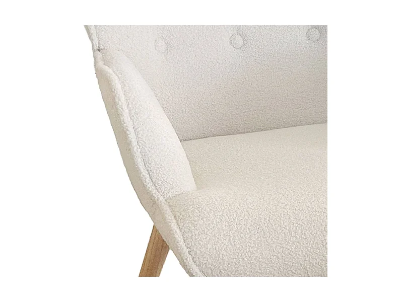 Pouf scandinavo per poltrone Lylou Tessuto in lana a maglia Crema