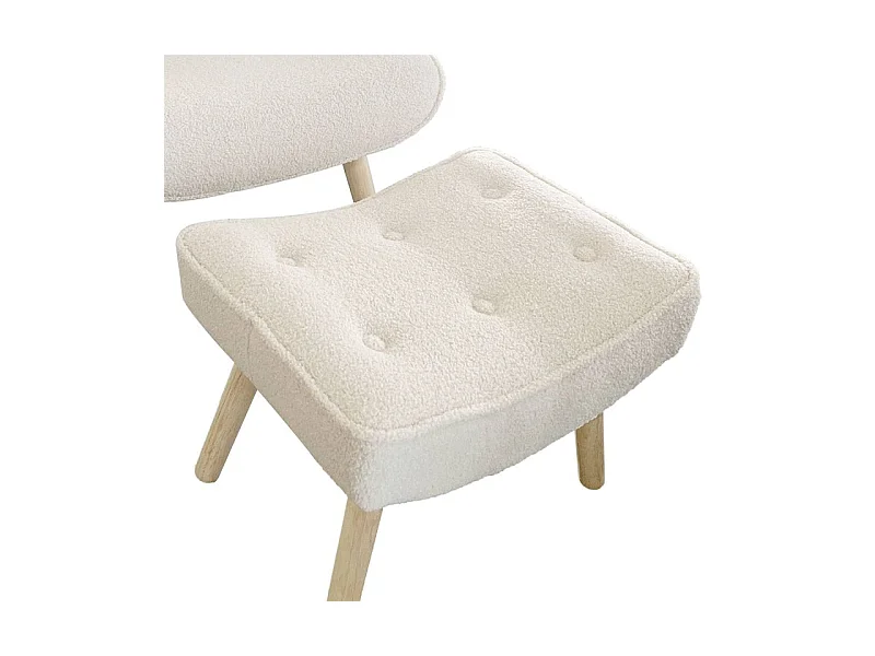 Pouf scandinavo per poltrone Lylou Tessuto in lana a maglia Crema