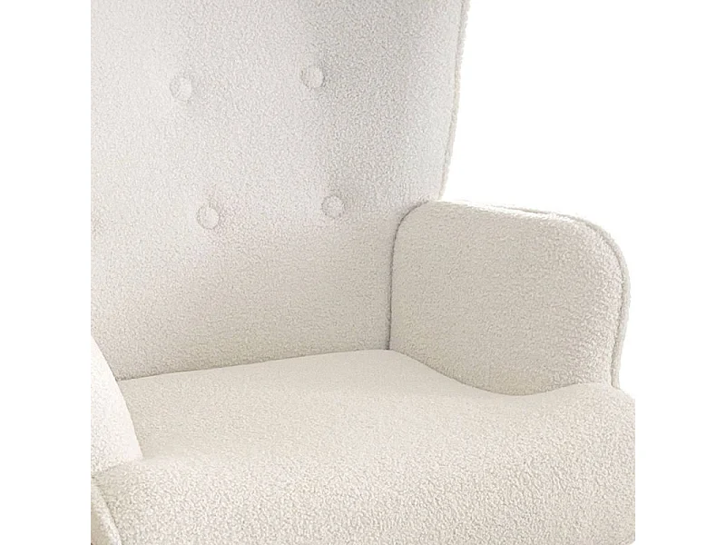 Fauteuil & Pouf Scandinave en Bouclette Lainée "Orle" 98cm Crème