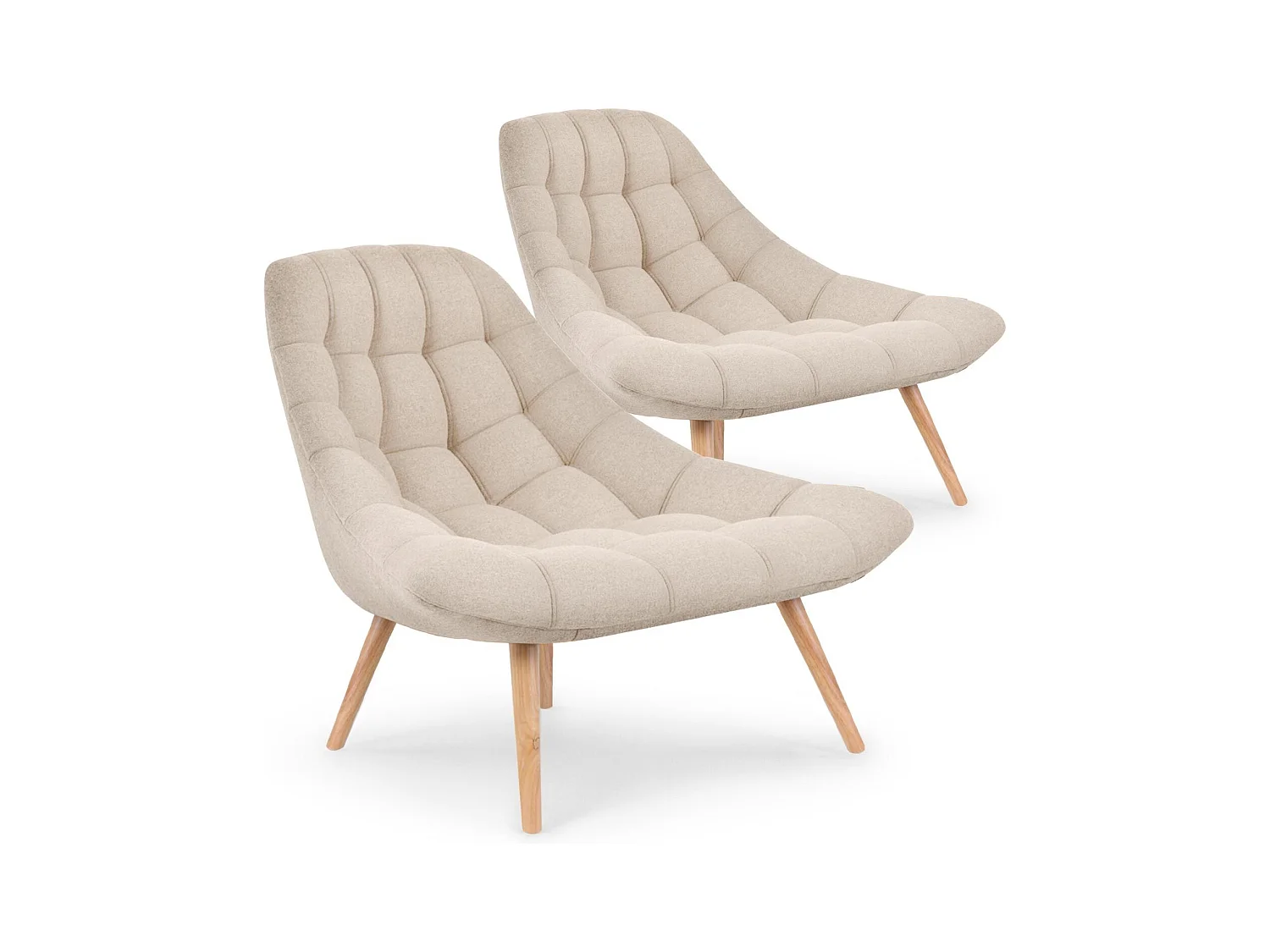 Lot de 2 Fauteuils Scandinaves "Johan" 102cm Beige