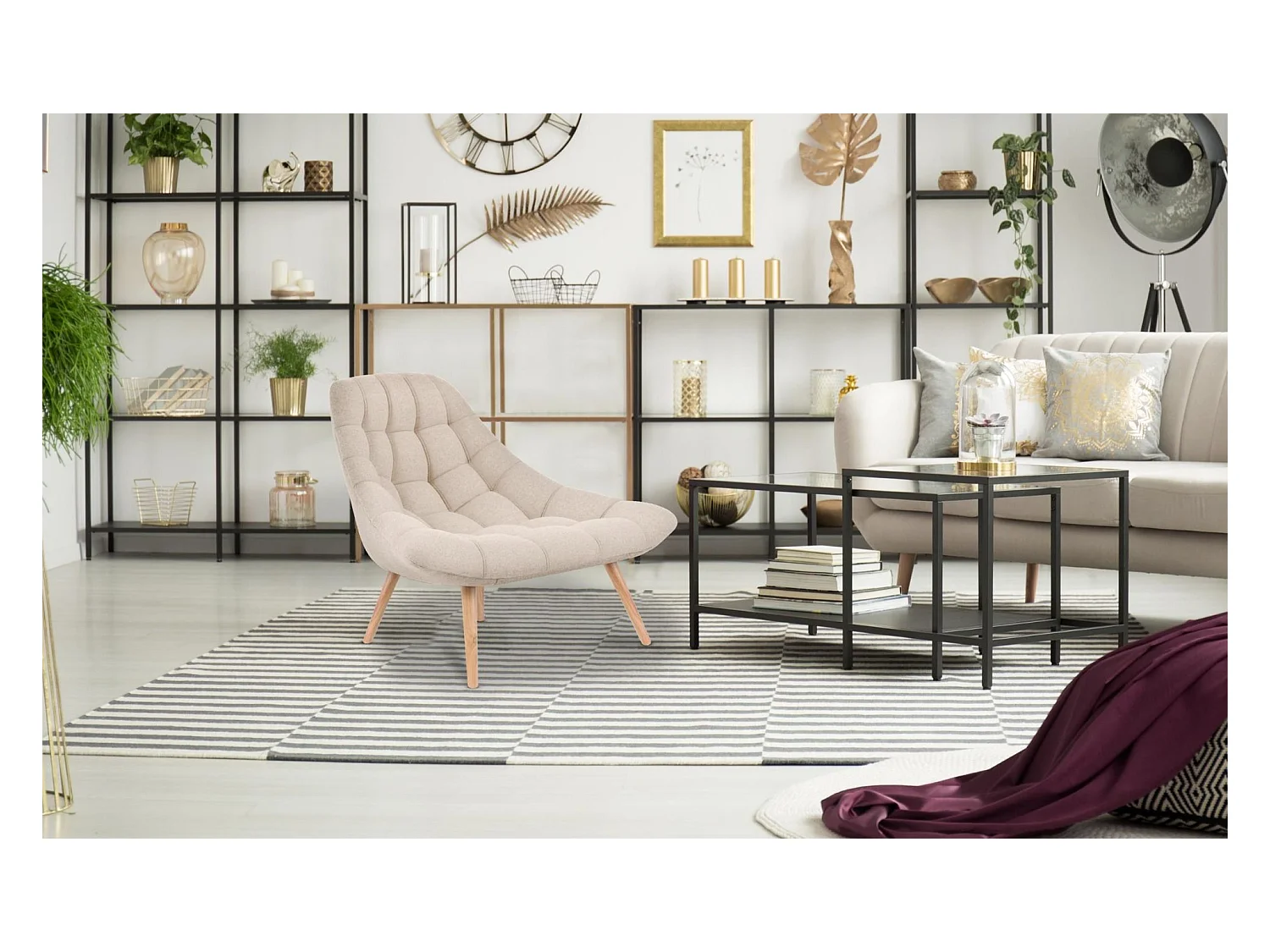 Lot de 2 Fauteuils Scandinaves "Johan" 102cm Beige