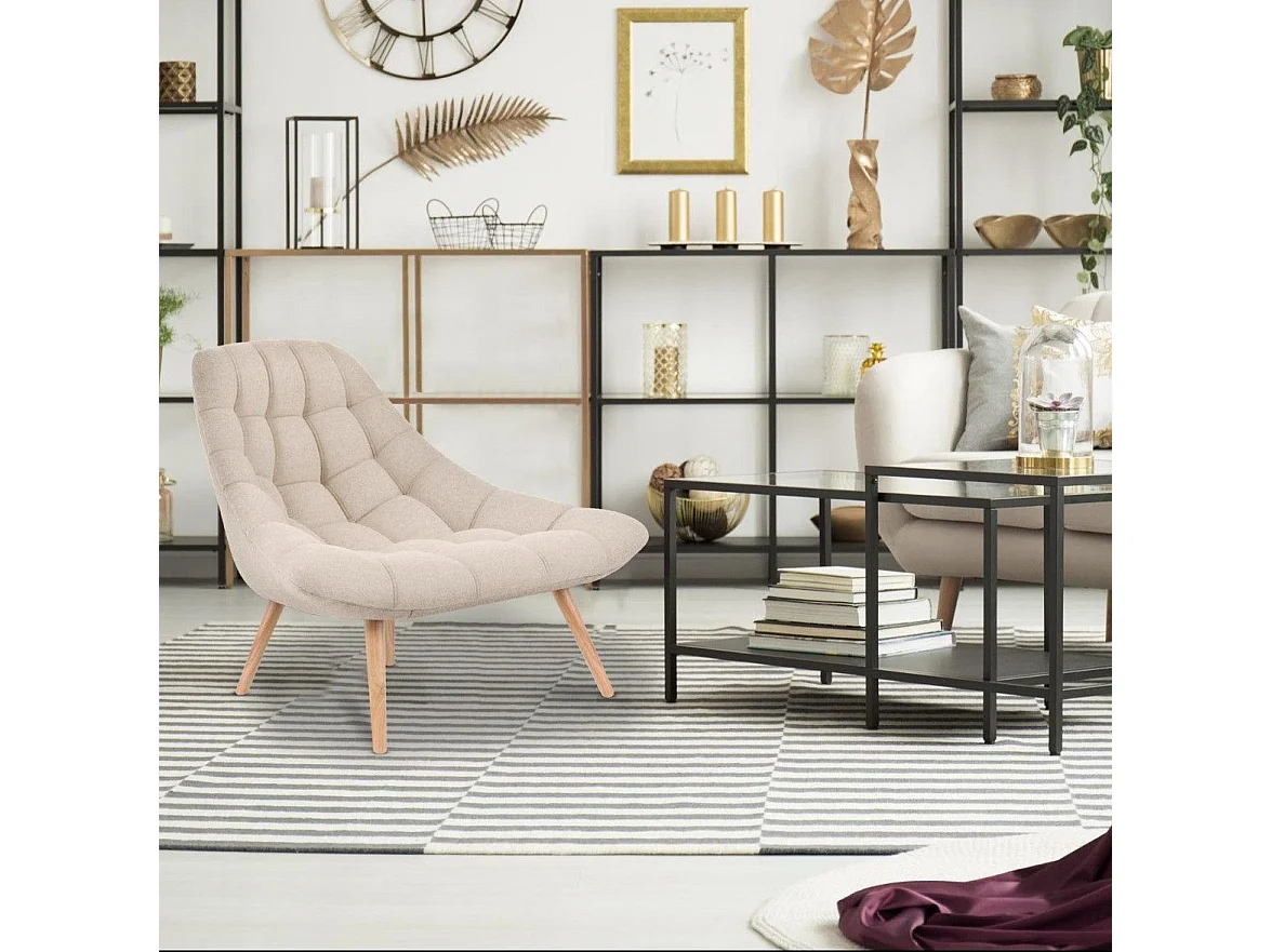 Lot de 2 Fauteuils Scandinaves "Johan" 102cm Beige