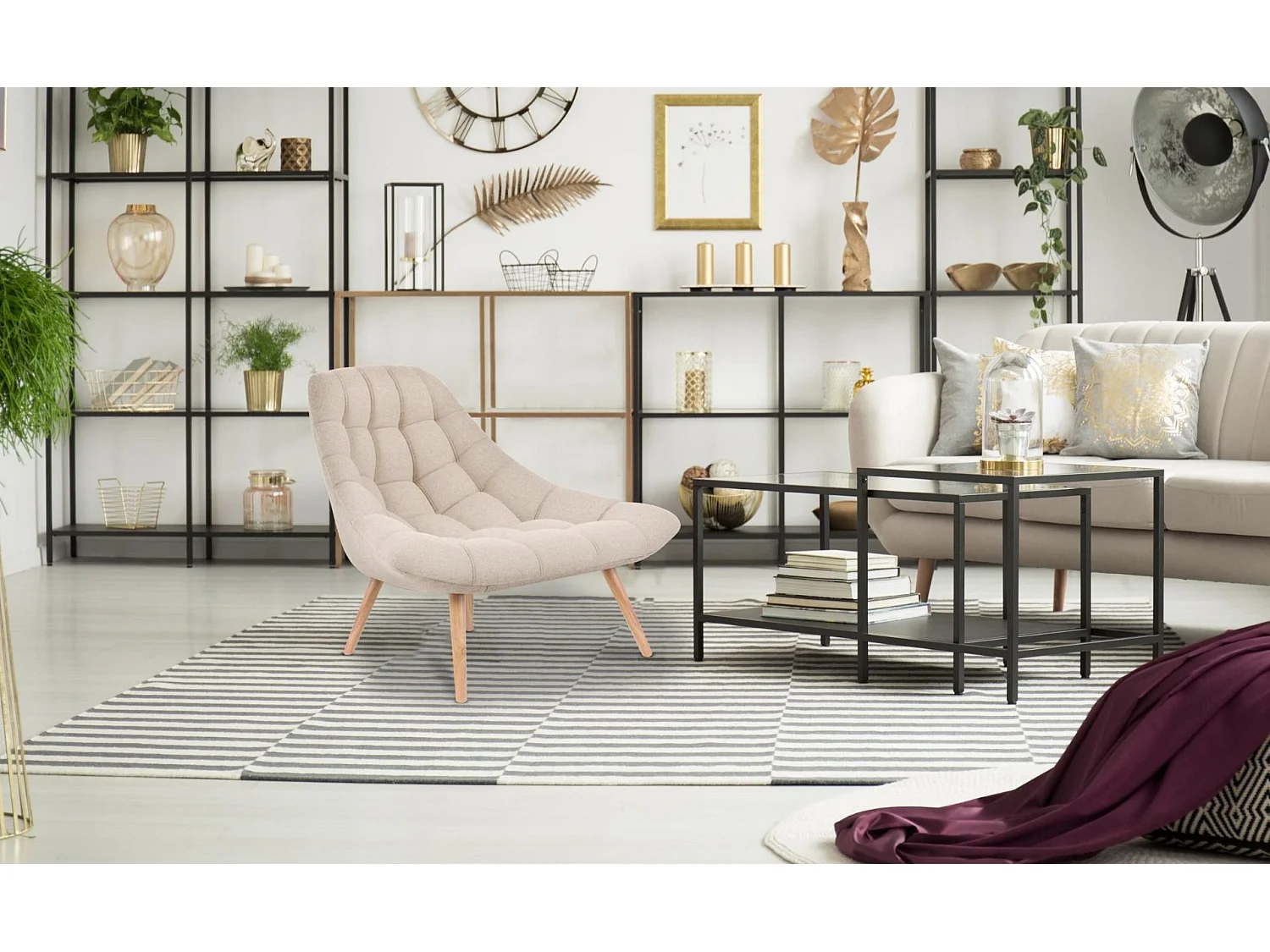 Lot de 2 Fauteuils Scandinaves "Johan" 102cm Beige