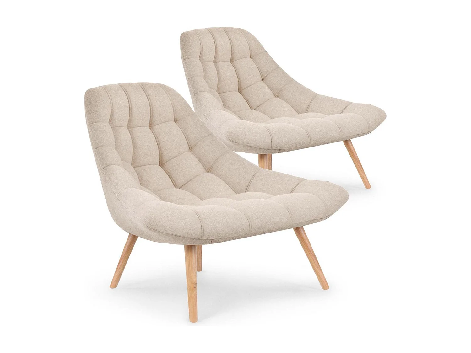 Lot de 2 fauteuils Danios Tissu Beige