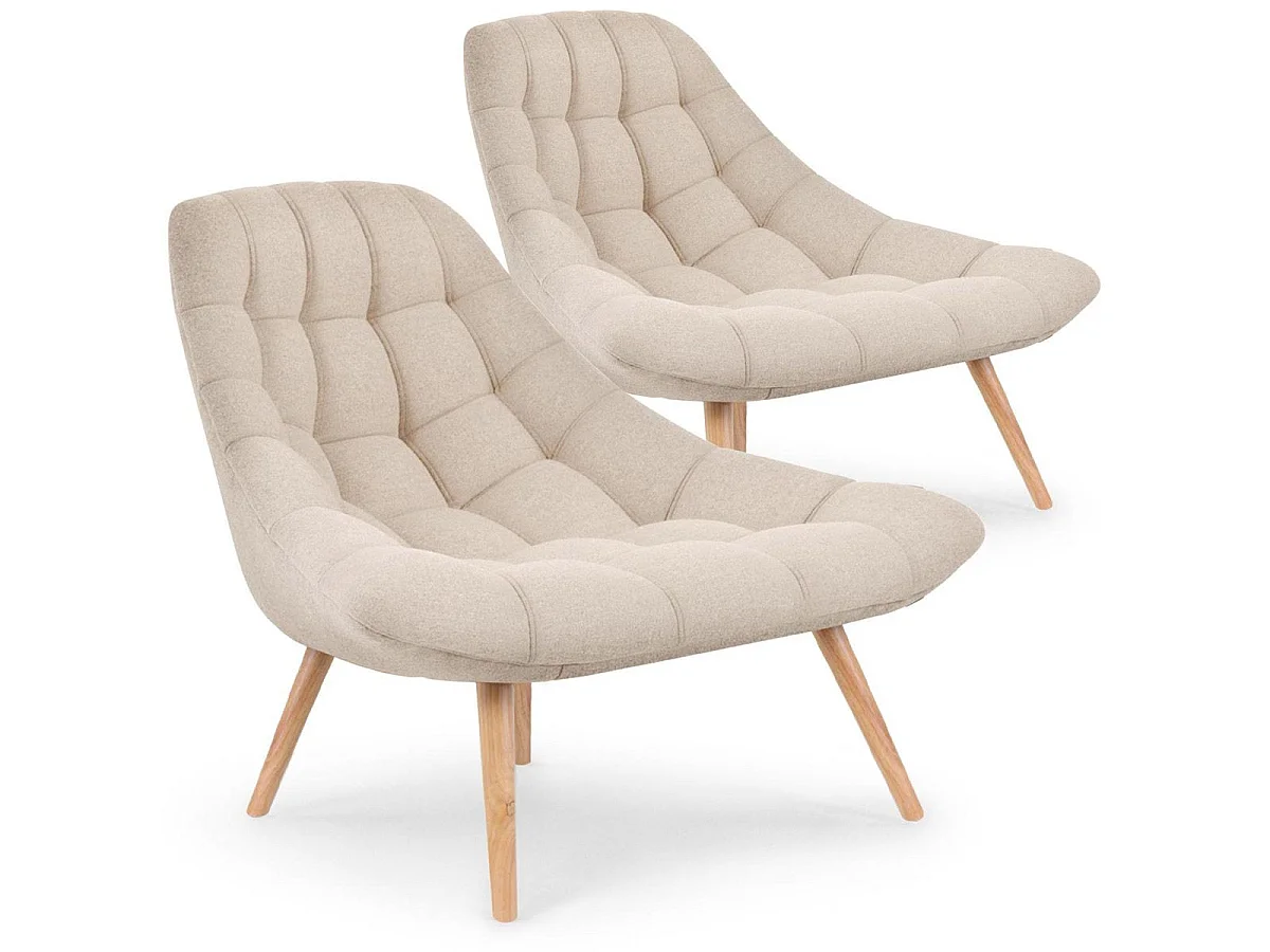 Lot de 2 Fauteuils Scandinaves "Johan" 102cm Beige
