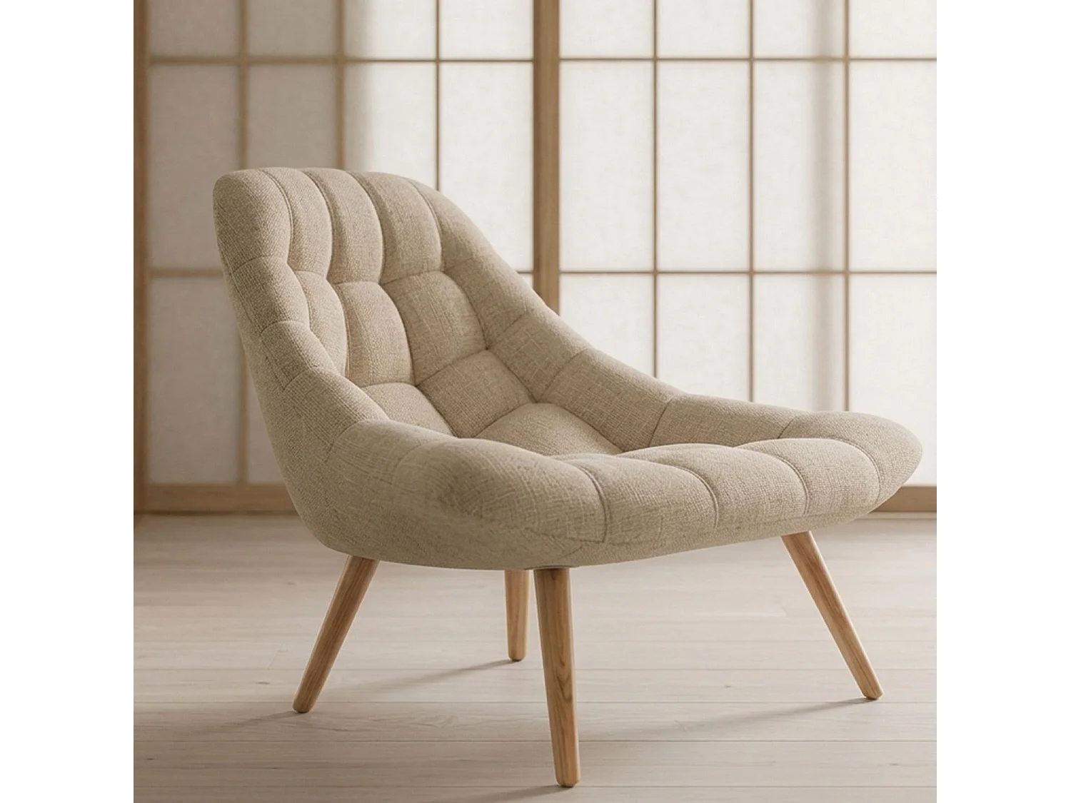 Lot de 2 Fauteuils Scandinaves "Johan" 102cm Beige
