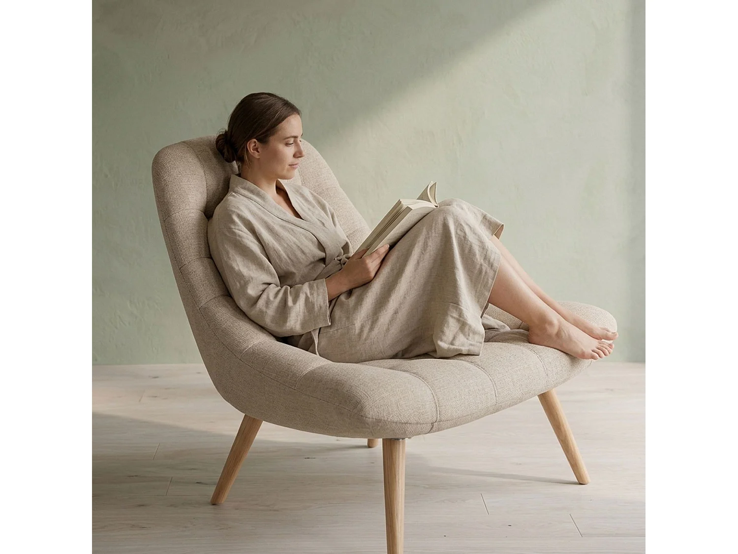 Lot de 2 fauteuils Danios Tissu Beige