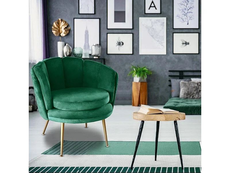Runder Samt Sessel "Brenda" Grün - Bequem und Elegant
