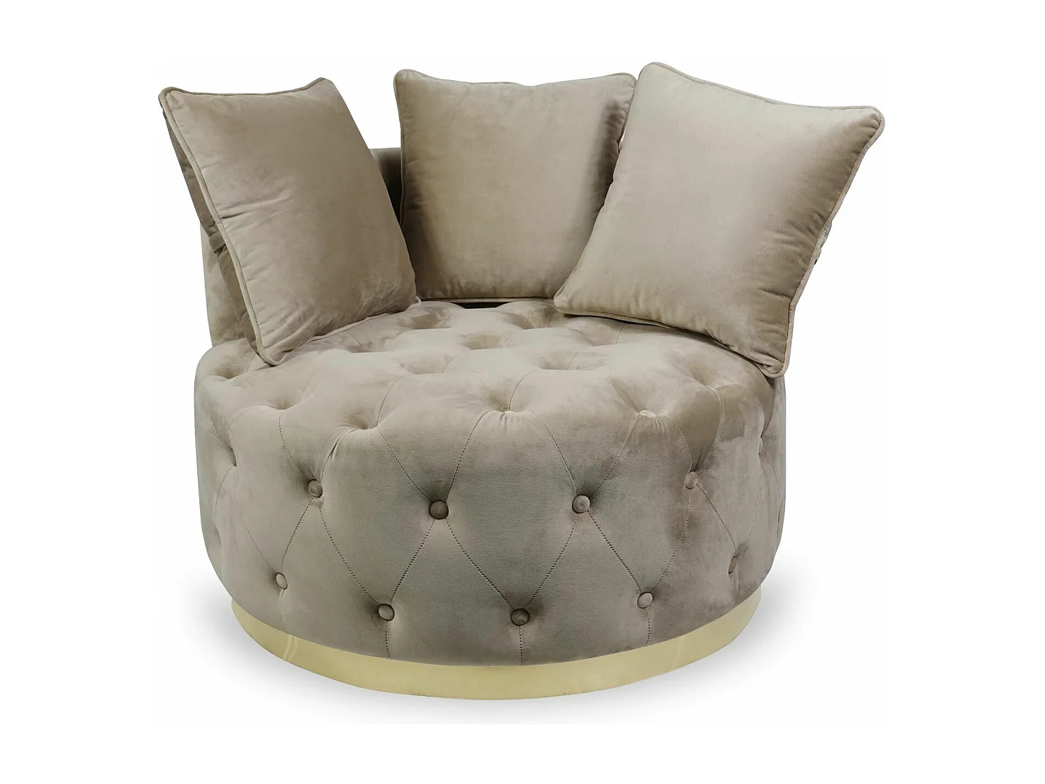 Fauteuil Rond Design "Timeo" 90cm Taupe