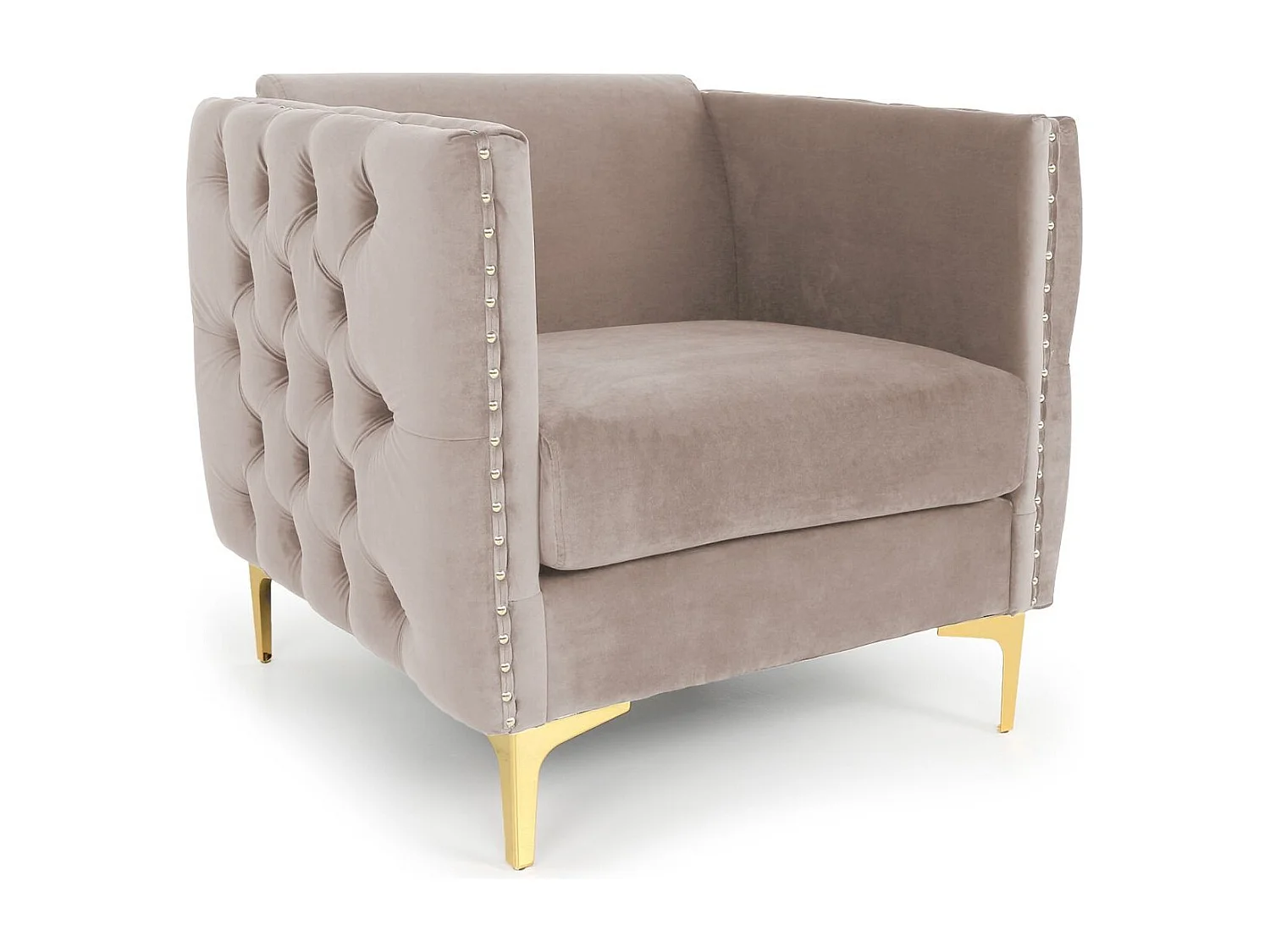 Fauteuil Design en Velours "Suez" 83cm Taupe