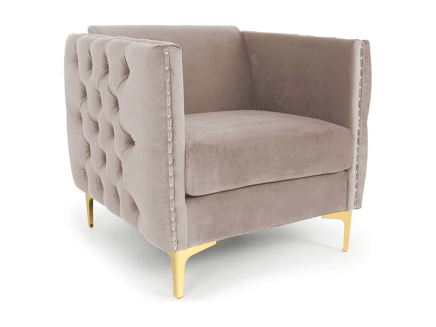 Fauteuil Design en Velours "Suez" 83cm Taupe