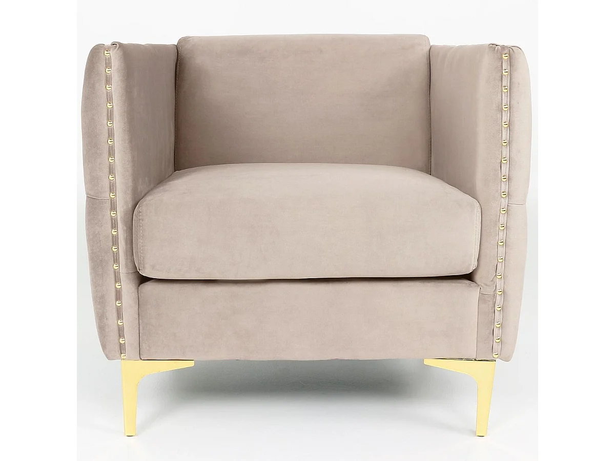 Fauteuil Design en Velours "Suez" 83cm Taupe