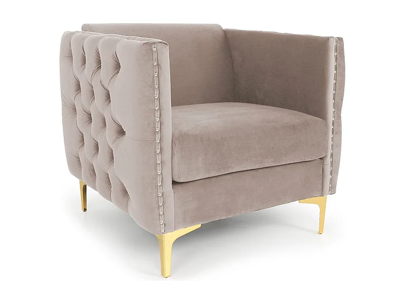 Fauteuil Design en Velours "Suez" 83cm Taupe