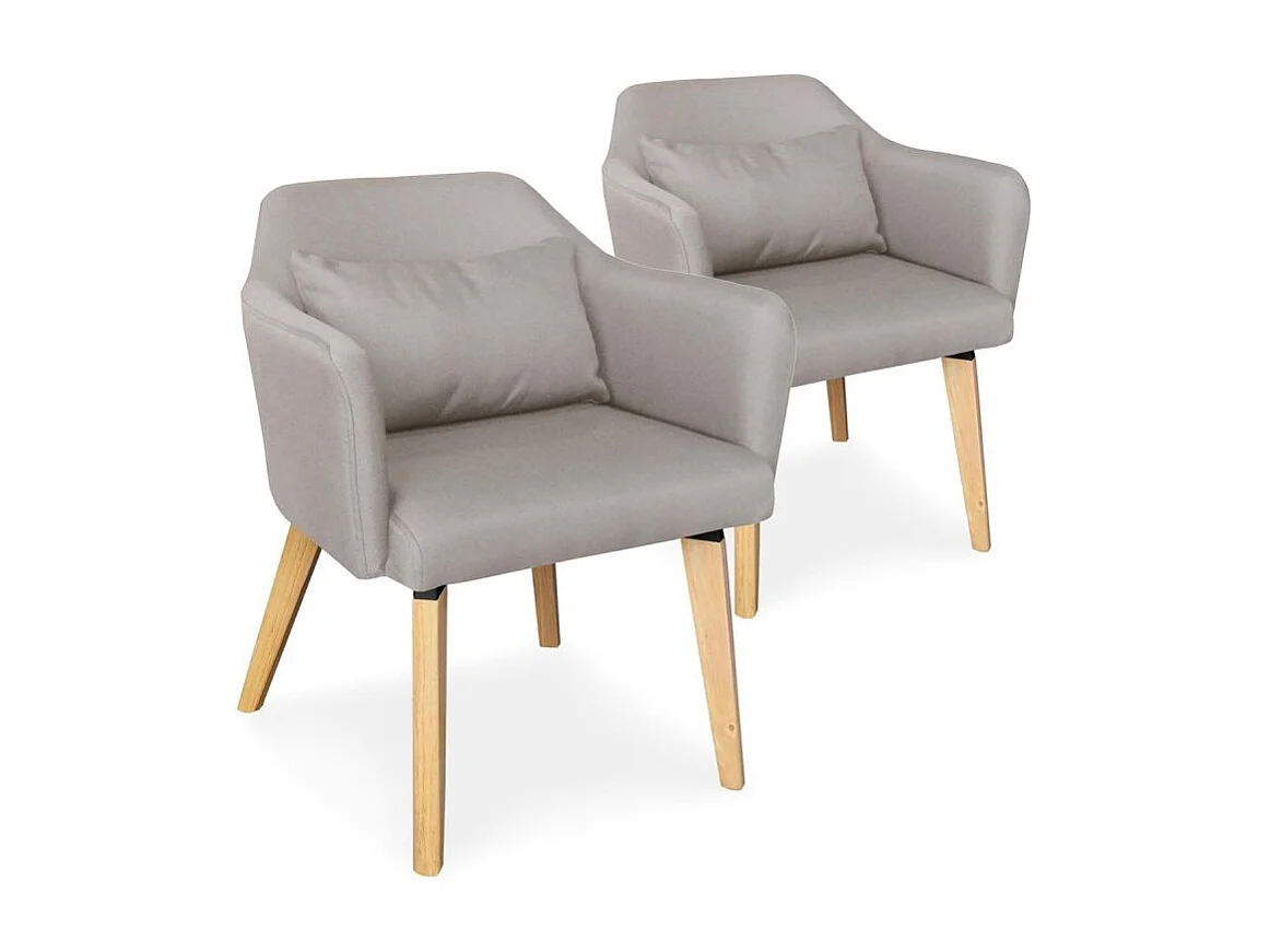 Lot de 2 Fauteuils Design Tissu "Nari" 70cm Beige