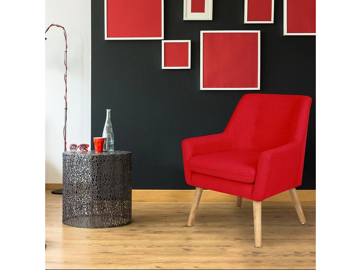 Sillón butaca estilo Nordico Gustav tela roja