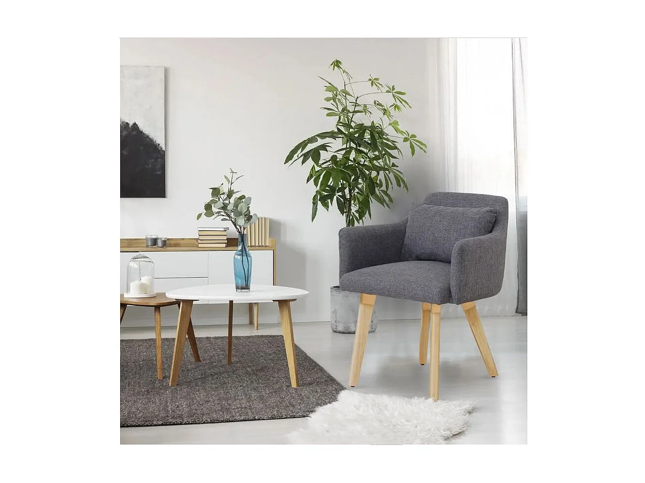 Fauteuil Scandinave "Alan" 70cm Gris Clair