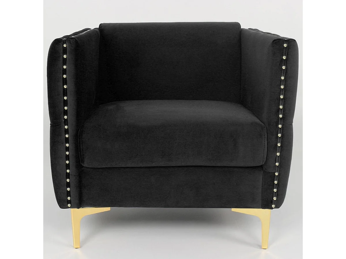 Fauteuil Design en Velours "Suez" 83cm Noir