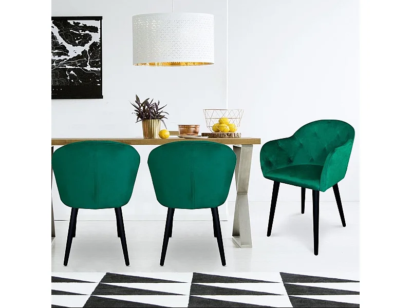 Fauteuil Design en Velours "Glany" 81cm Vert