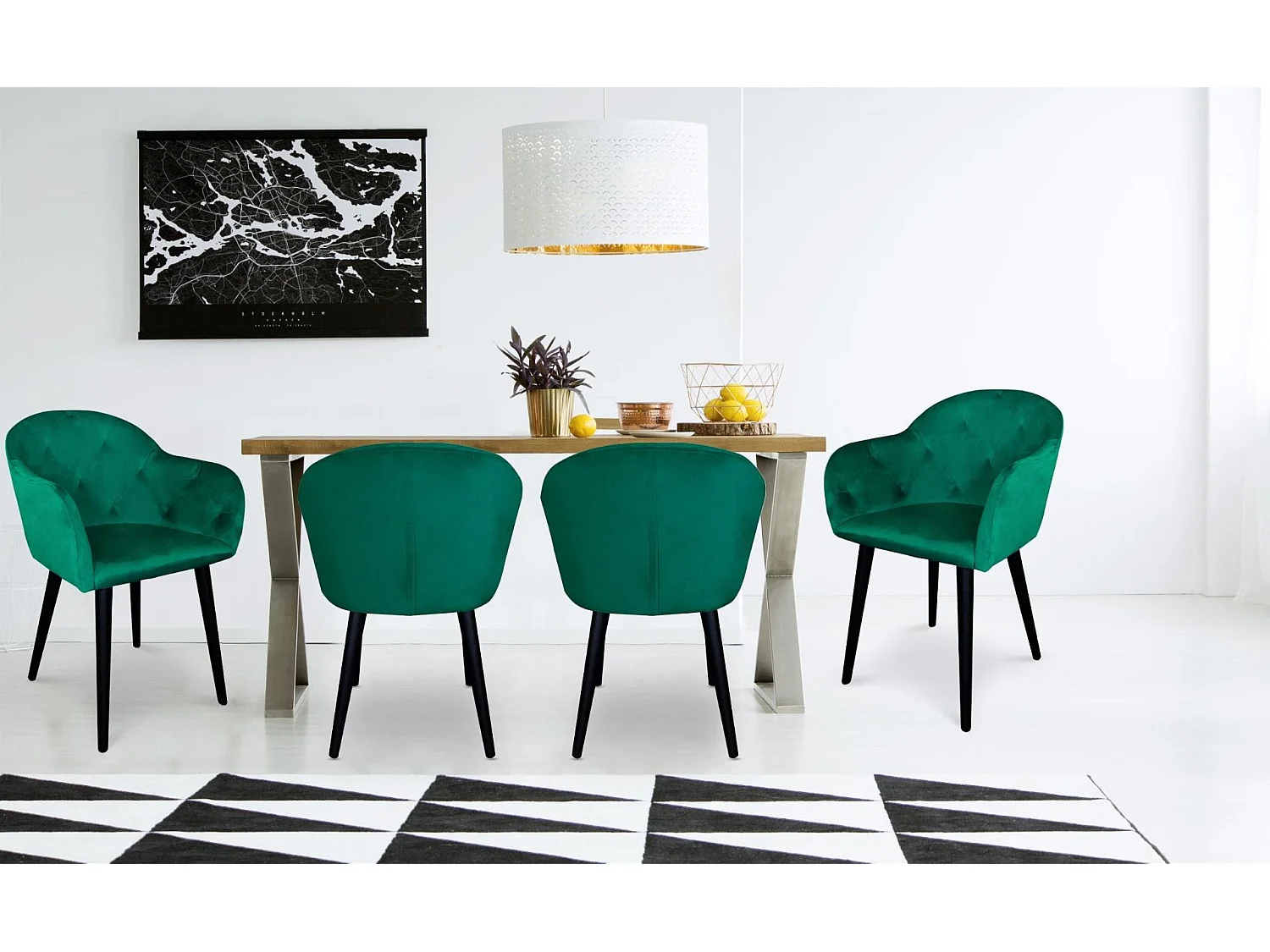 Fauteuil Design en Velours "Glany" 81cm Vert