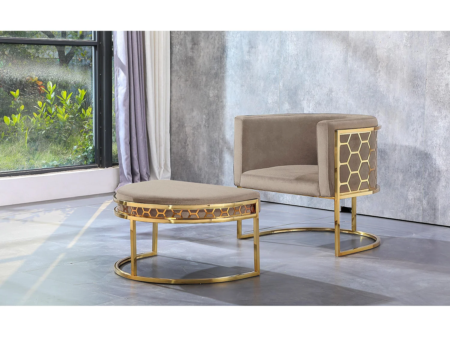 Fauteuil Arrondi Design "Neyho" 75cm Taupe