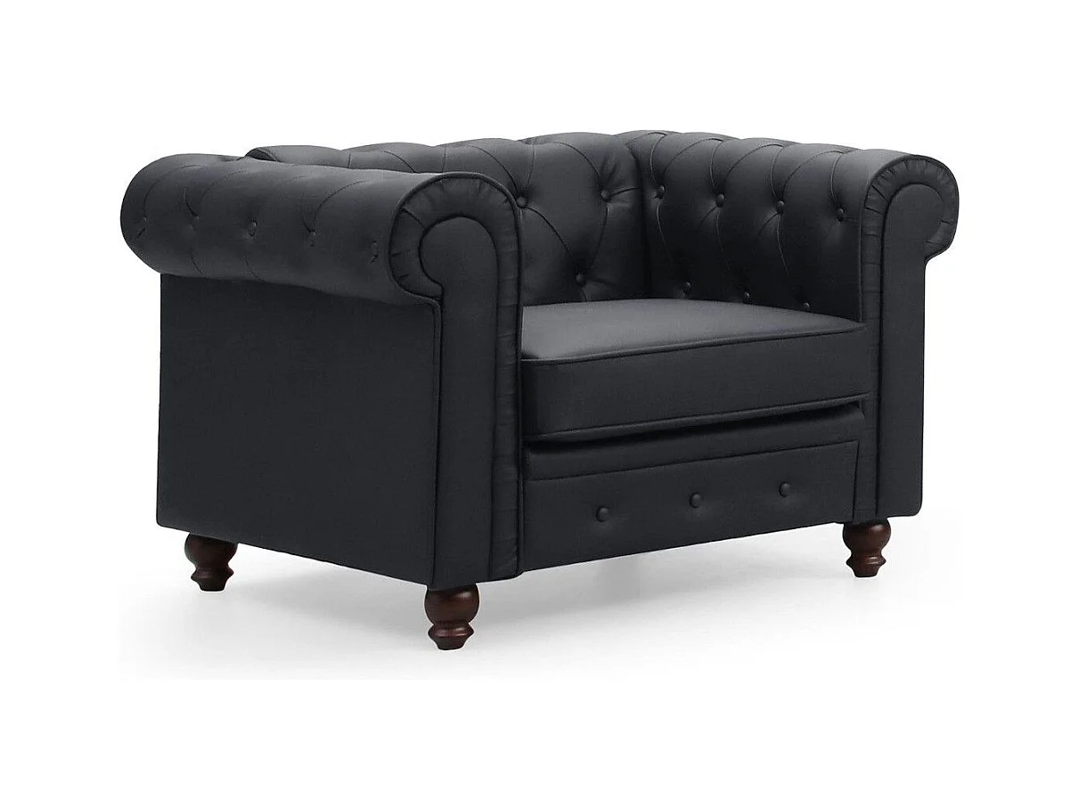 Chesterfield Sessel Schwarz Elegantes Design 111cm