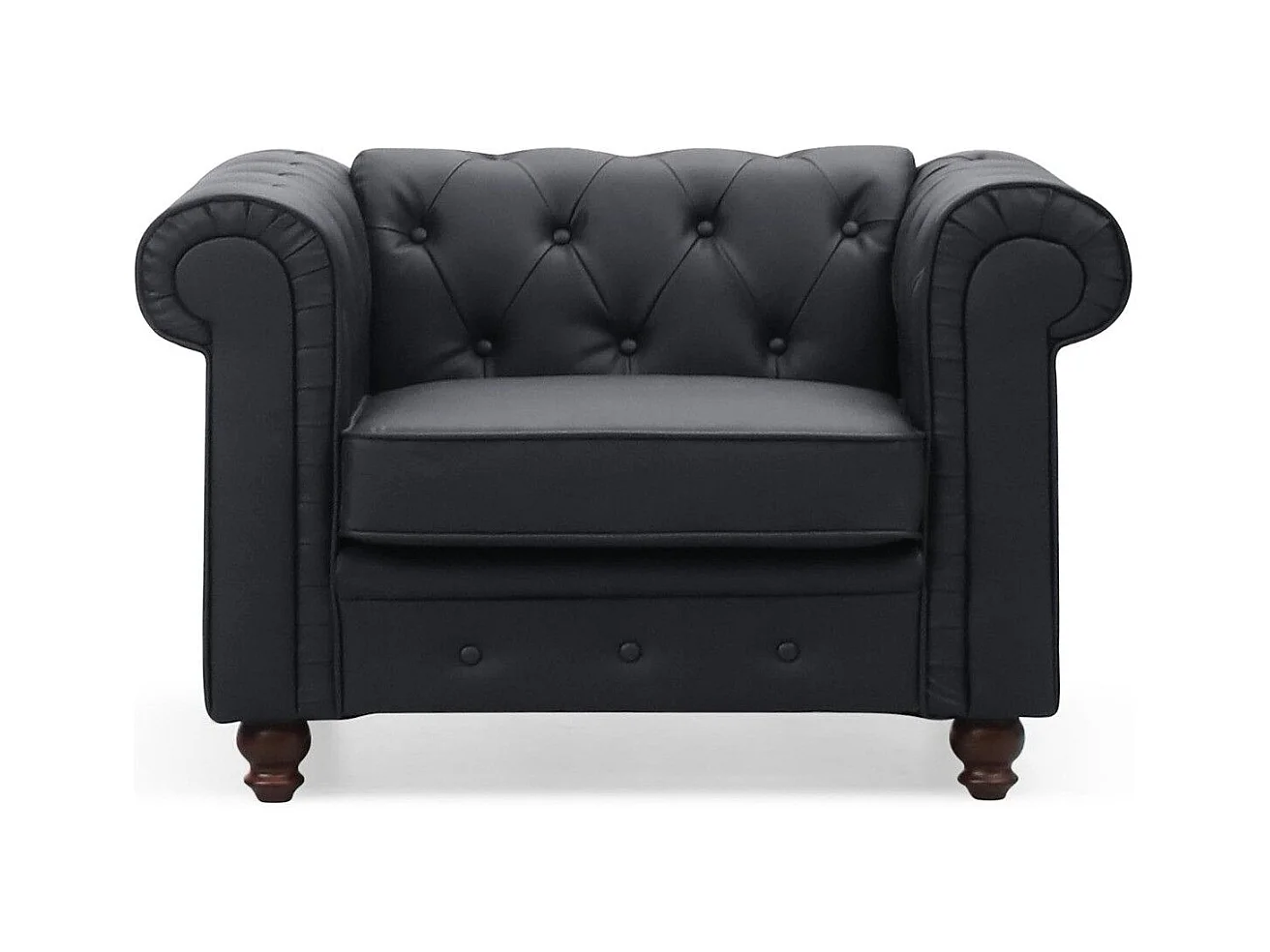 Fauteuil Design "Chesterfield" 111cm Noir
