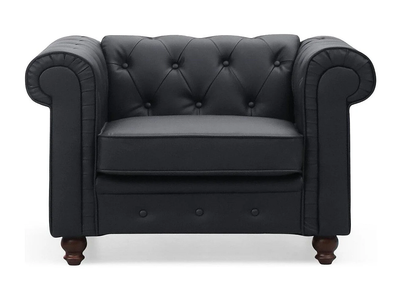 Chesterfield Sessel Schwarz Elegantes Design 111cm