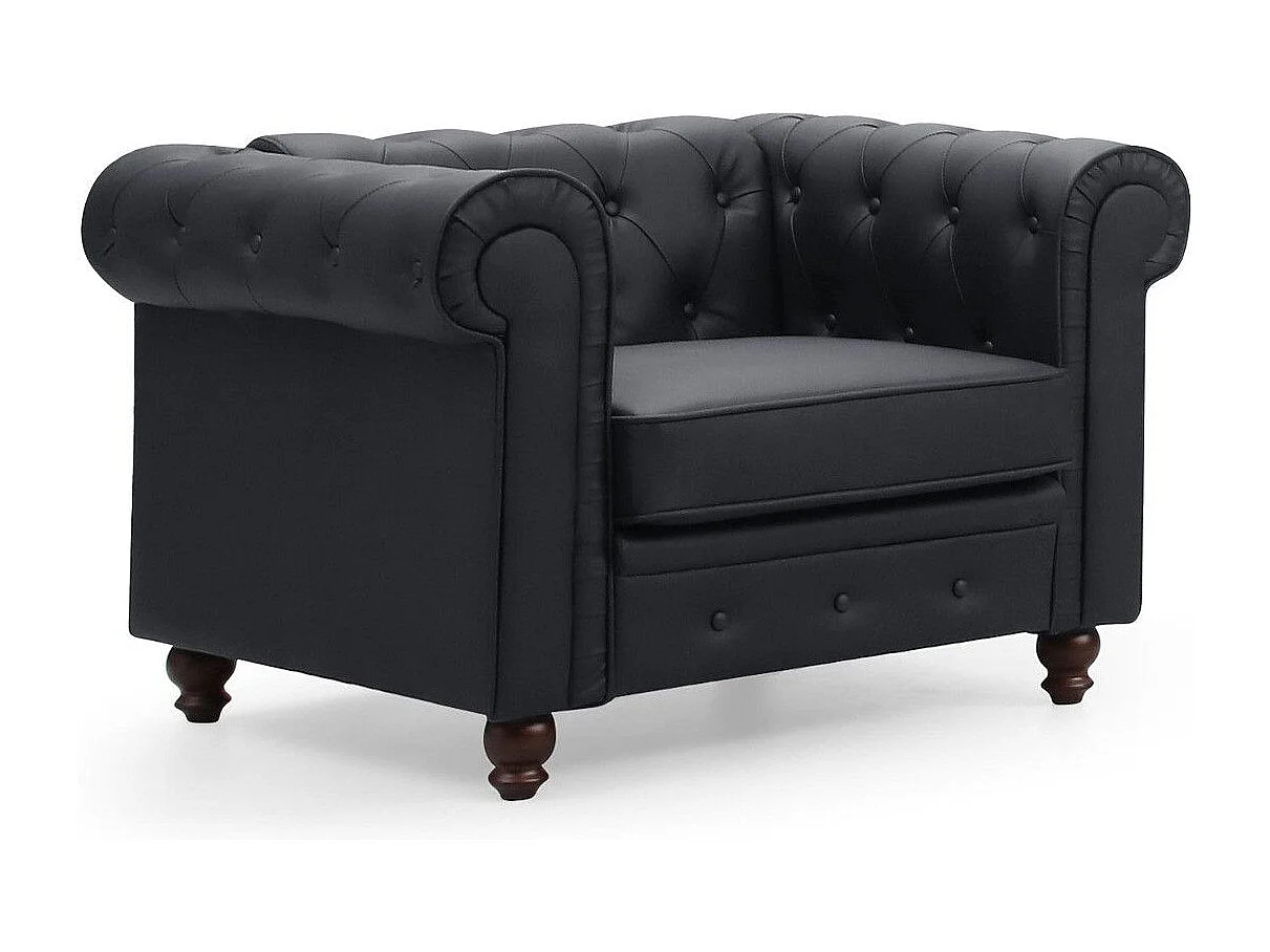 Chesterfield Sessel Schwarz Elegantes Design 111cm