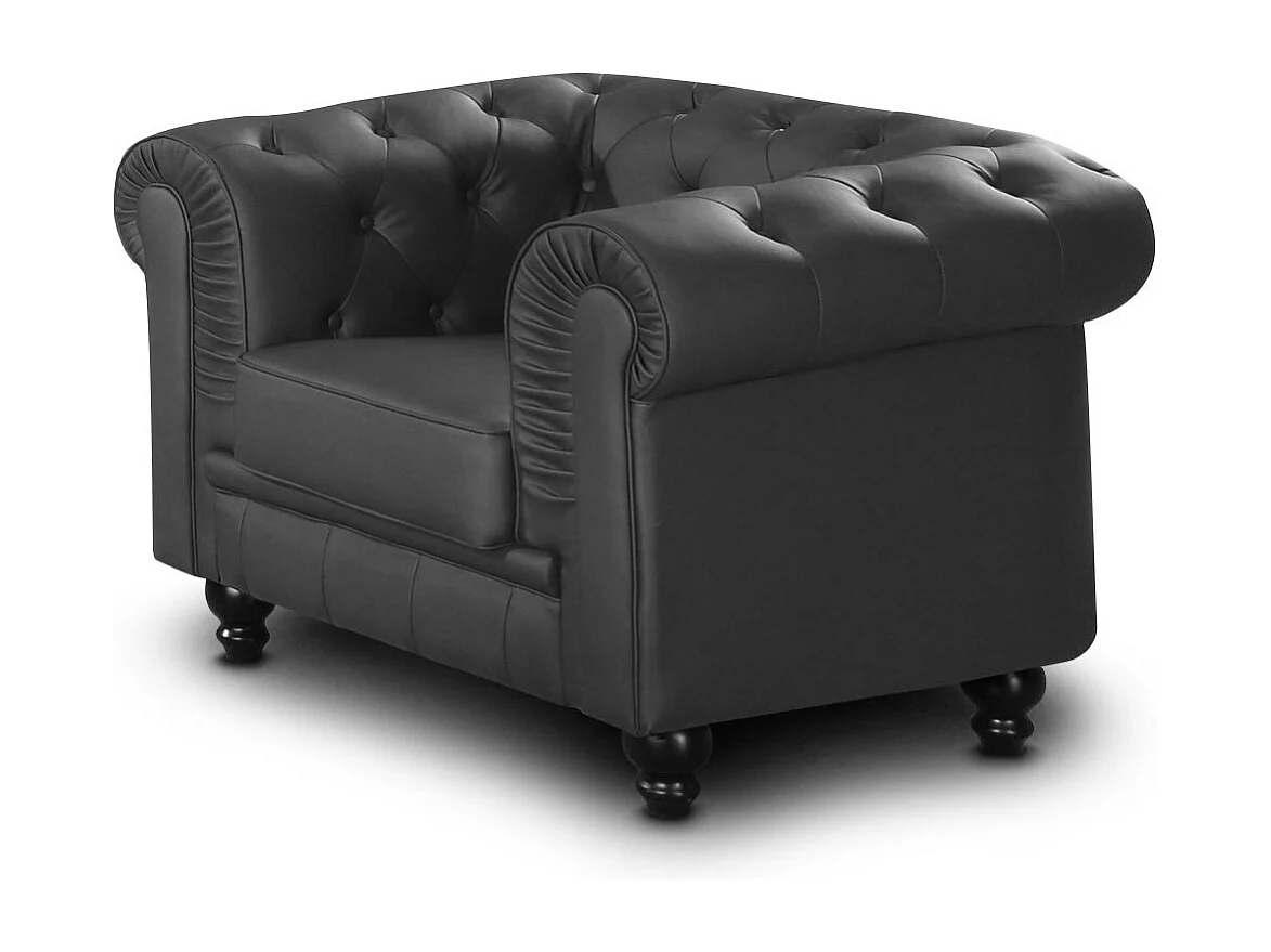 Chesterfield Sessel Schwarz Elegantes Design 111cm