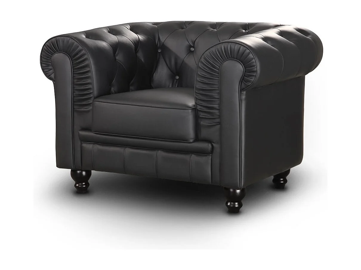 Chesterfield Sessel Schwarz Elegantes Design 111cm