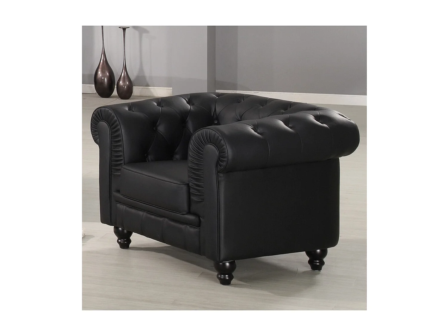 Chesterfield Sessel Schwarz Elegantes Design 111cm