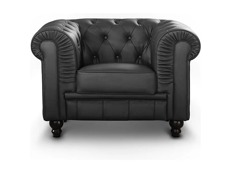 Fauteuil Design "Chesterfield" 111cm Noir