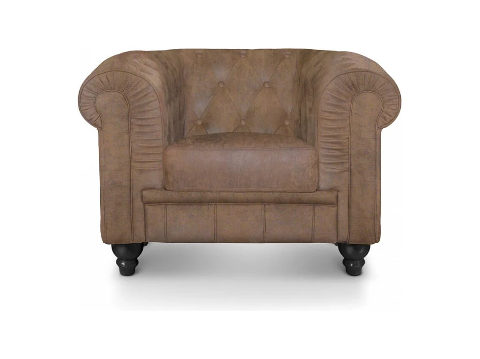 Fauteuil Design "Chesterfield" 110cm Tissu Vintage