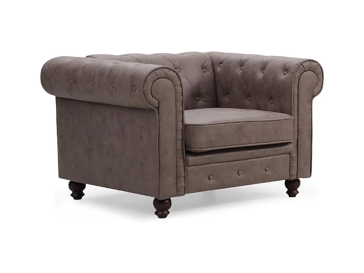 Fauteuil Design "Chesterfield" 110cm Tissu Vintage