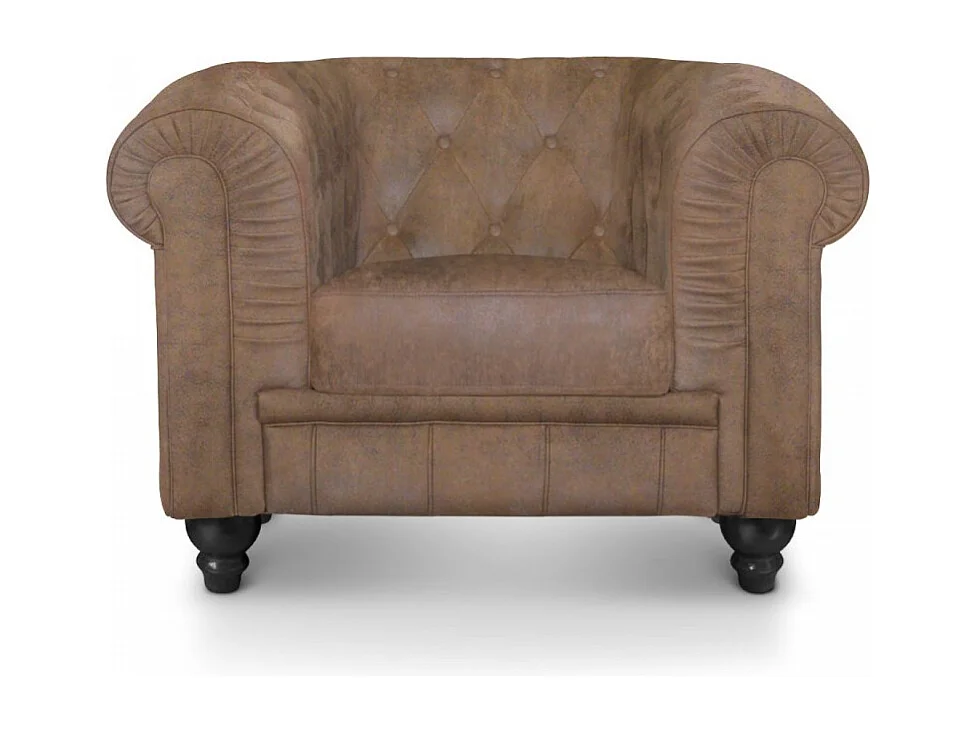 Fauteuil Design "Chesterfield" 110cm Tissu Vintage