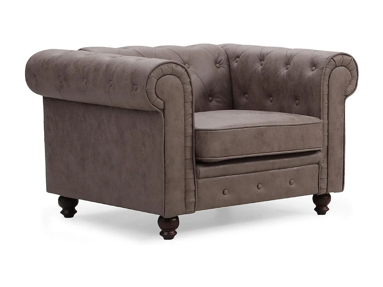Fauteuil Design "Chesterfield" 110cm Tissu Vintage
